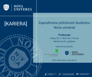 [KARIERA] Predavanje Zaposlitvene priložnosti študentov Nove univerze